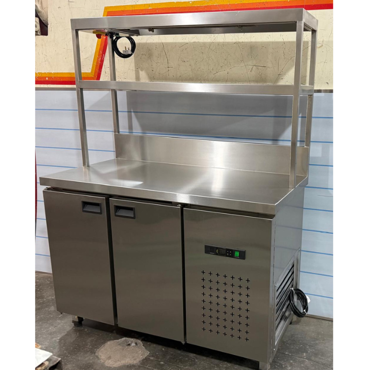 2 DOOR UNDER COUNTER CHILLER WITH OHS FOOD WARMER