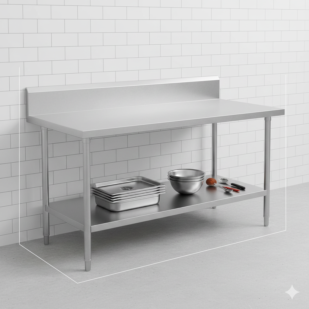 WORK TABLE WITH SPLASH